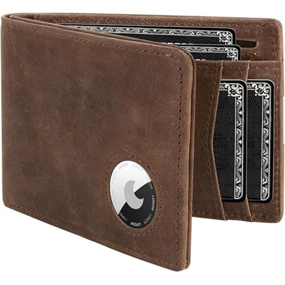 Mens Wallet with AirTag Holder, Bifold Full Grain Leather AirTag Wallet - Picture 7 of 7